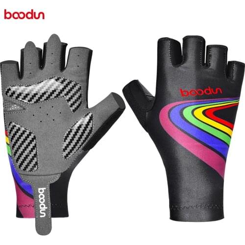 New BOODUN Summer Kids Cycling Gloves Half Finger Shockproof Breathable Lycra Gel Padded Road Bike Bicycle Gloves Cycle Gloves