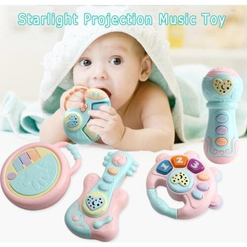 Baby Music Hand Drum Light Projection Pat Drum Infants Early Education Children Rattle Toy For 0-3 Years Old Christmas Gift