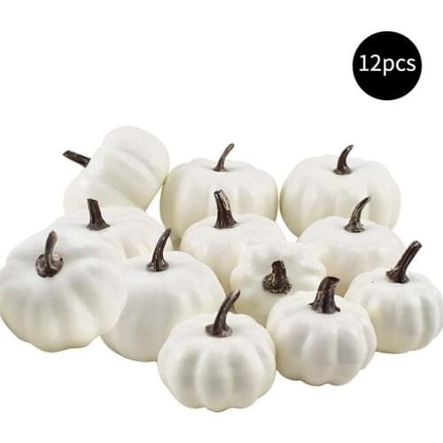 12PCS Halloween Artificial Pumpkins White Fake Foam Pumpkins Home Party Decoration Halloween Decoration 할로윈