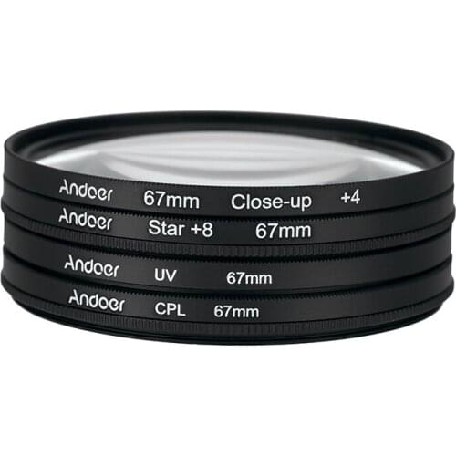Andoer 67mm Camera UV+CPL+Close-Up+4 +Star 8Point Filter Circular Polarizer Lens Filter Kit for Nikon Canon Pentax Sony