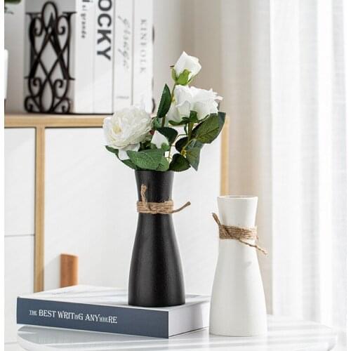 20cm Nordic Ceramic Vase Home Decoration Simple White Black Vase home decor room decoration salon casa pot de fleur