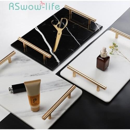 Natural Marble Ceramic Tray Home Storage Trays Decorative Display Trays Light Luxury Cosmetics Jewelry Plate Food Tray