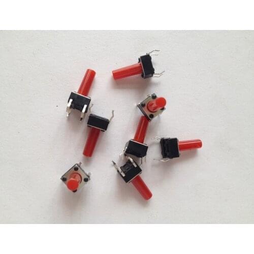 Keys 6*6*13MM 6*6*13 High Tact Switch Vertical (red handle) brass feet Buttons 6X6X13MM