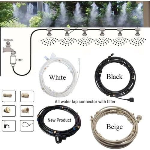 E441 Water Misting Cooling System Kit Summer Sprinkler Brass Nozzle Outdoor Garden Greenhouse Park Plants Spray Hose