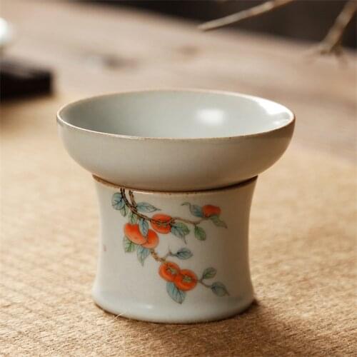 Creative Retro Ru Kiln Kung Fu Tea Filter Handmade Tea Set Ceramic Tea Strainer with Fair Cup Teaware Tea Ceremony Accessories