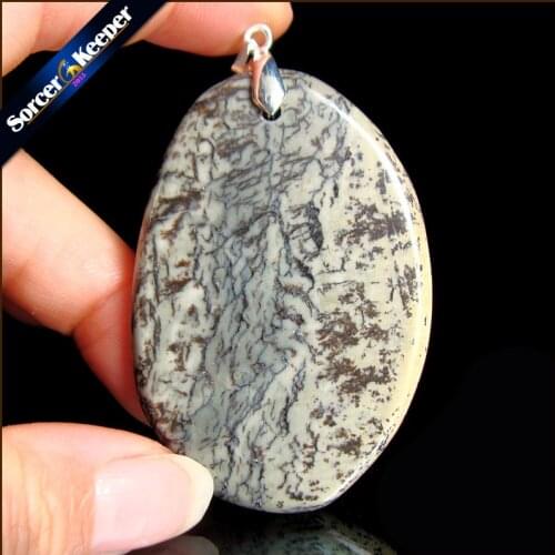 Fashion Women Man Necklace Green Natural Dendrite Moss Agates Stone Slide Healing Crystals Pendants for Jewelry Making QS912
