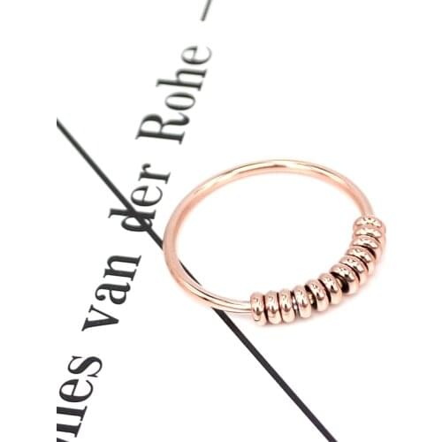 YUN RUO 2020 Rose Gold Colors Steel Bean Couple Ring for Woman Man Gift 316 L Stainless Steel Jewelry High Polish Never Fade