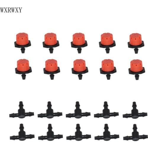 Garden Irrigation DRIPPERS adjustable 8-hole red nozzle Barbed 1/4 tee Drip irrigation system water Nozzle plant watering 200pcs