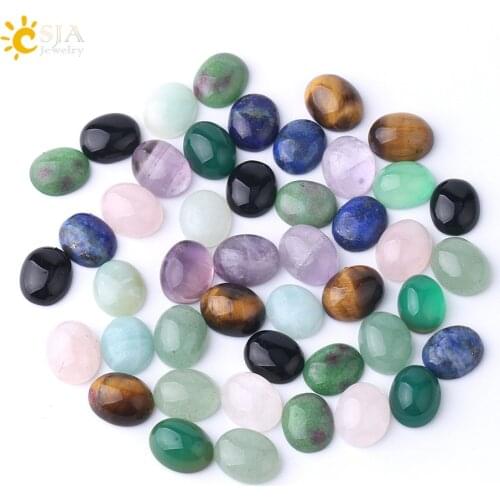 CSJA Natural Cabochon Stone Beads for Jewelry Making Needlework Handcrafted DIY Ring Earrings 8X10mm Lapis Lazuli Tiger Eye F844