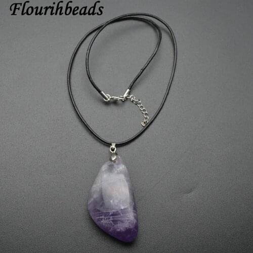 Natural Amethyst Quartz Freeform Stone Nugget Pendant Fashion Woman Necklace