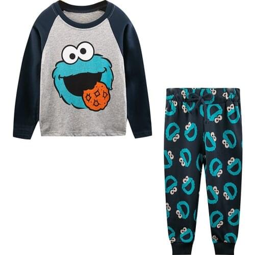 Jumping Meters New Arrival Childrens Clothing Sets For Autumn Spring Cartoon Print Boys Girls Sets Kids Suits Top + Sweatpant