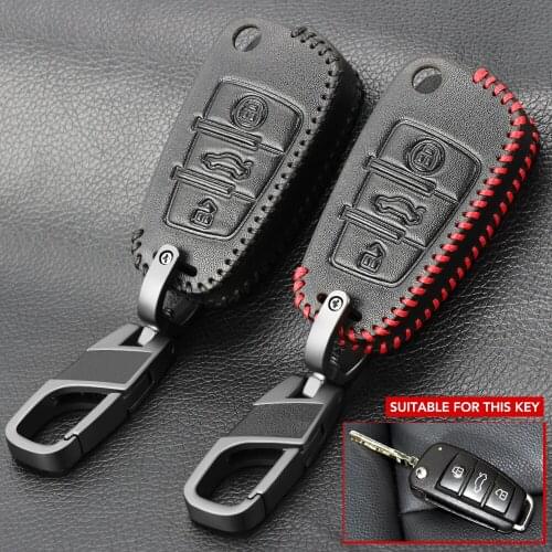 New Leather Car Remote Key Case Cover Protective Shell For Audi C6 R8 A1 A3 Q3 A4 A5 Q5 A6 S6 A7 B6 B7 B8 8P 8V 8L TT RS Sline