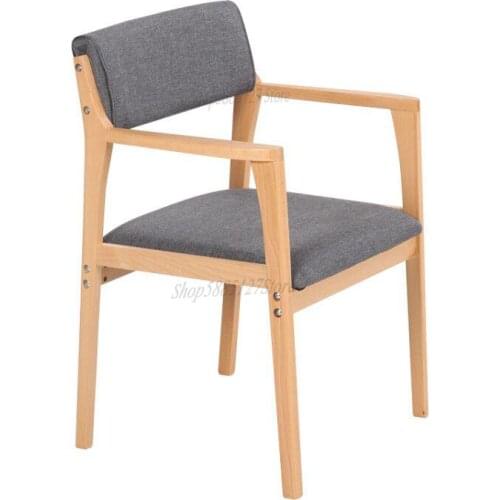 Dining Chair Home Modern Simple Solid Wood Study Chair Backrest Armrest Nordic Hotel Cafe Table Chair Stool