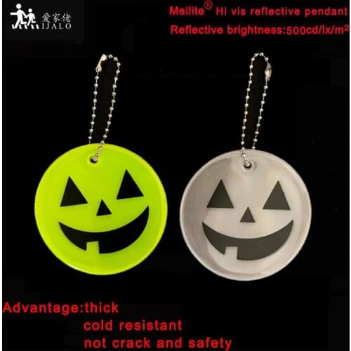 Wholesale100pcs/lot Meilite material 500 candlelight keychain Halloween pumpkin PVC Reflective keychain bag pendant accessories