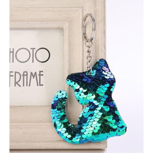 Cat Sequin Pom Pom Key Pendant Colorful Stuffed cat Doll Kids Toys Girls Bag Hang Pendant Key Chain Speelgoed Gifts