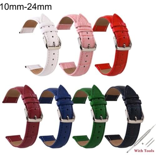 Genuine Leather Strap Watch Band 10-24mm Multicolor Watch Bands Watches Bracelet Belt Waterproof Wristband With Tool Accessories
