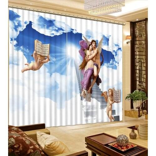 Luxury 3D Window Curtains Living Room wedding bedroom angel curtains