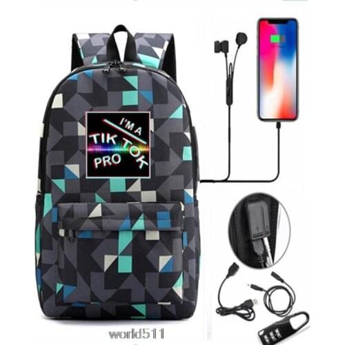 Tik Tok Laptop Backpack For Men Women Waterproof Color School Bags Boys School Travel Backpack For teenager with charg
