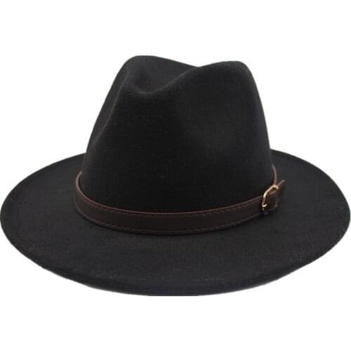 Seioum New Fashion Style Wide Brim Women Felt Hat Wool Soild Fedora Cap For Women Retro Hat elegant Ladies Jazz Hat Wool Caps