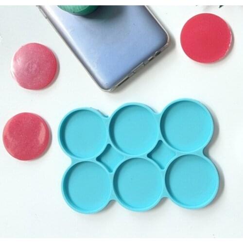 U90E Round Coaster Resin Epoxy Silicone Molds 6-Bundle Disc Circle Tray with Hole Jewelry Casting Necklace Pendant Keychain DIY