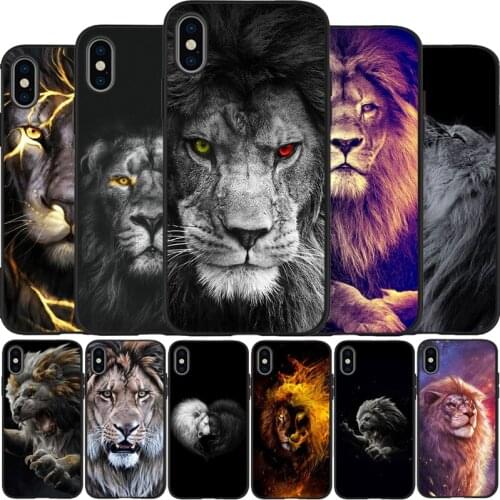 Animals The lion Smart Soft Silicone TPU black Phone Case For iPhone 5 5S SE 6 6plus 7 8 plus X XS XR XS Max 11 Pro Max
