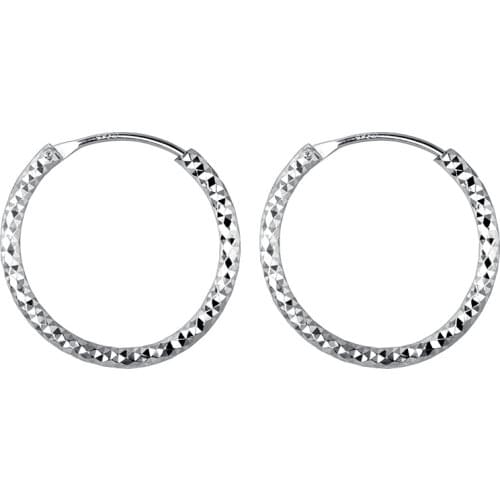 Carved Circle Loop otica Ear Hoop Huggie earrings 100% Real. Sterling Silver 925 Fine Jewelry 14mm 19mm C-G9153