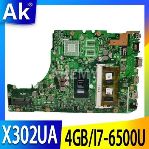 X302UA_UJ Laptop motherboard for ASUS X302UA X302UJ X302UV original mainboard Onboard 4GB-RAM I7-6500U GM