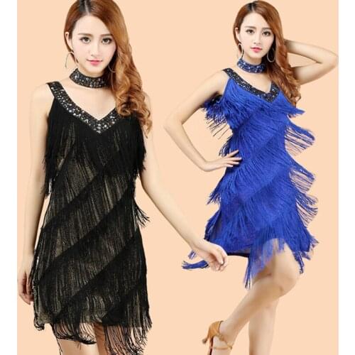 Costumes cha cha dance tassel sequin fringe women ballroom competition dresses sexy womens latin dress dancing tango for adults