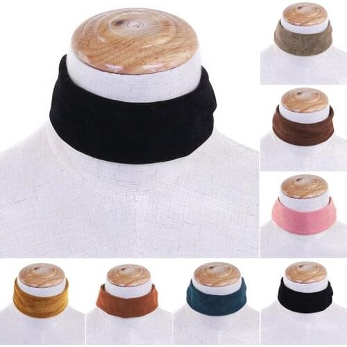 7 Colors Fashion Punk Wide Plain Velvet Collar Choker Necklace Women Multicolor Gothic Basic Black Rope Necklaces Jewelry 5cm