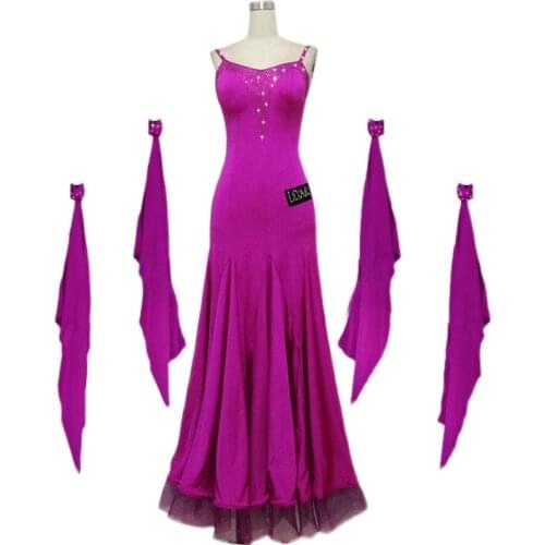 New Ballroom Dance Dress Purple Backless Prom Waltz Performance Costume Women Modern Dance Ballroom Competition Dress BL6894