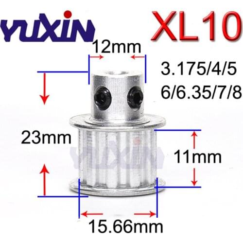 XL10 10 Tooth Timing Pulley Aluminum 3D Printer Parts 10XL 10 Teeth Bore 3.175/4/5/6/6.35/8mm Width 11mm Synchronous Wheel Gear