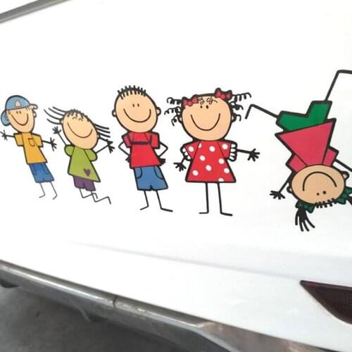 1 Pcs Cartoon Children Boy Girl Car Sticker Window Body Decal Funny Cute Family Kids Sticker Car Styling