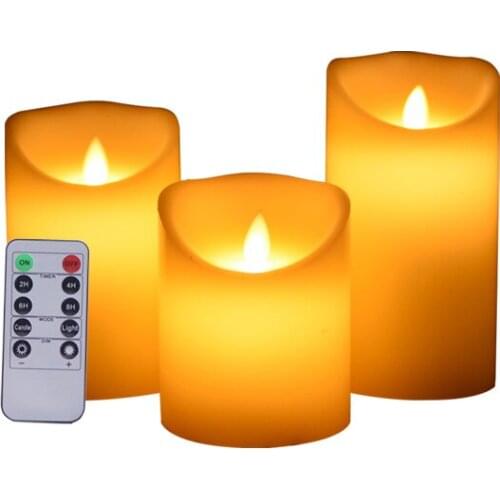 3pcs Flameless Electronic Candle Paraffin Wax LED Candle For Wedding Party Home Christmas Decoration With Remote Control Timer