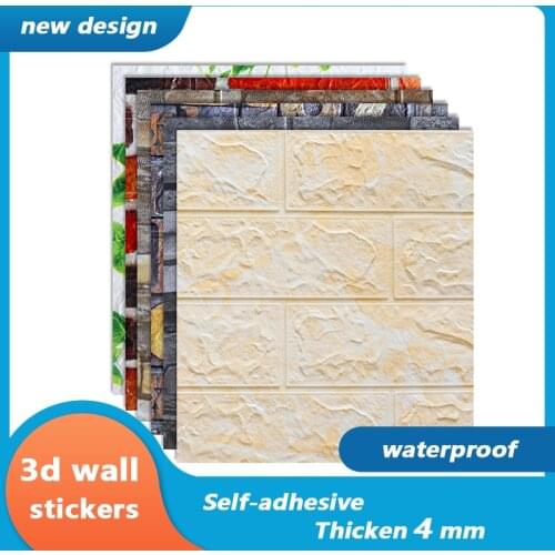 3D Brick Wall Stickers Self-Adhesive Wallpaper Decorative Waterproof Anti-Collision Wallpaper Childrens Living Room Home Decora