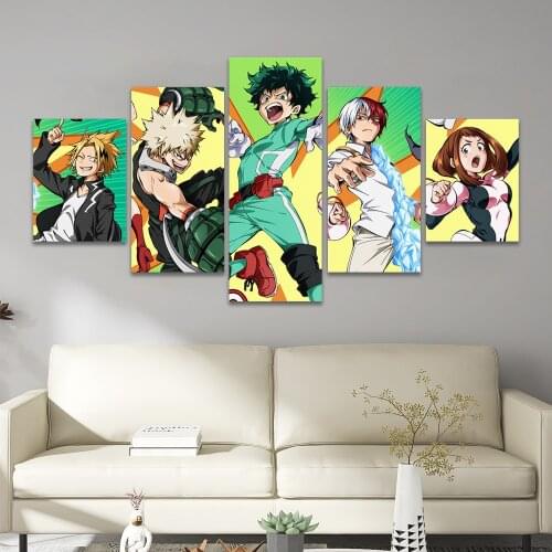 Anime My Hero Academia 5 Piece Poster Pictures Home Decoration Paintings Canvas HD Prints Wall Art Modular Living Room