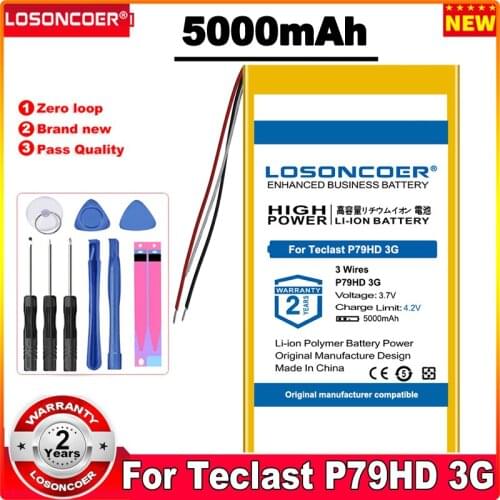 LOSONCOER 5000mAh 3355133 3.7V Tablet Battery For Teclast P79HD P79HD 3G Replacement Battery