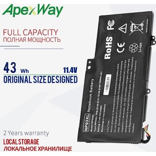 43WH battery For HP Pavilion X360 13-A010DX NP03XL TPN-Q146 TPN-Q147 TPN-Q148 TPN-Q149 760944-421 (3ICP6/60/80) HSTNN-LB6L