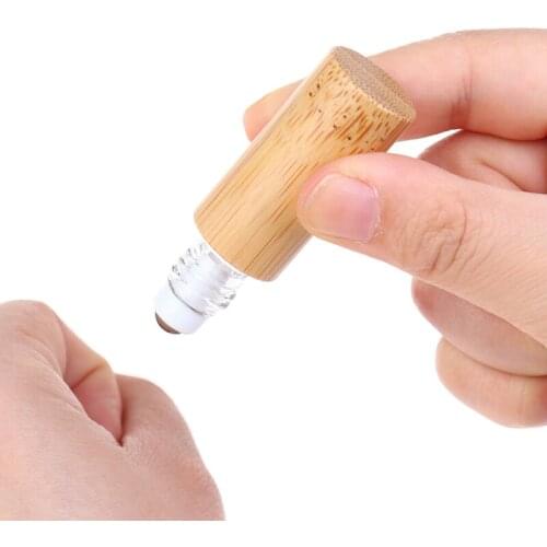 Bamboo Wood Bottle Perfume Empty Oil Bottle Stainless Roll On Ball Perfume Aromatherapy Bottle Oil Roller Bottles