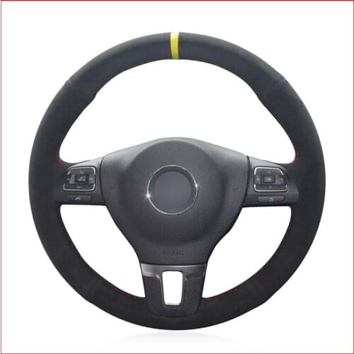 Black Suede Hand Sew Steering Wheel Cover for Volkswagen VW Gol Tiguan Passat B7 Passat CC Touran Jetta Mk6 Accessories