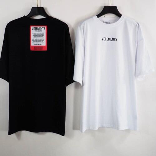 Vetements Short-sleeved Female Couple Loose Street Hip-hop Trend T-shirt Mens Cotton Round Neck Letter Print 12