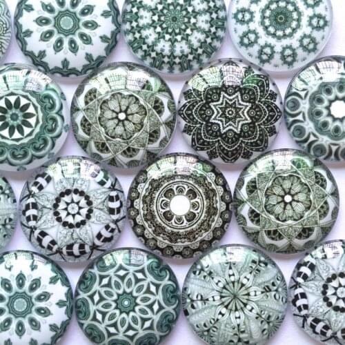 ZEROUP Round Glass Cabochon 12mm 20mm Mixed Pattern Handmade Diy Embellishments Suppies for Jewelry Clasps Craft TP-386