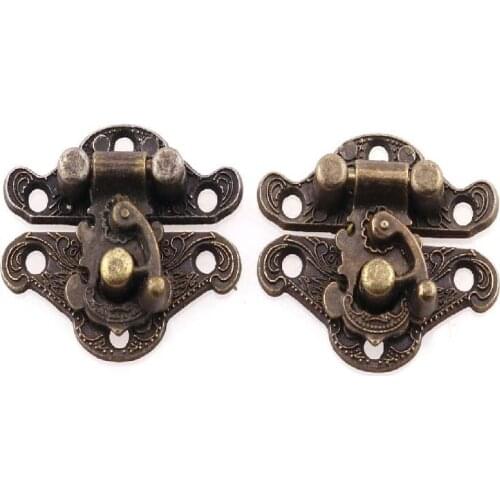 2pcs Retro Small Hasp Latch Antique Chest Lock Plate with Screw Vintage Latch Hasp Decorative for Wood Jewelry Latch Box Cabinet