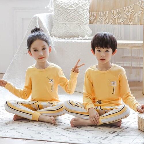 Lovely Cartoon Printed Pajamas Sets for Toddlers Children Girls Orange Pijama Suits Kids Sleepwears Teenagers Clothing for 2-14Y