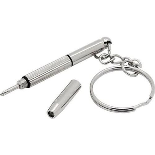 Multifunction Eyeglass Screwdriver Mini Hand Tool 3-in-1 Eyeglass Screwdriver Sunglass Watch Repair Kit with Keychain