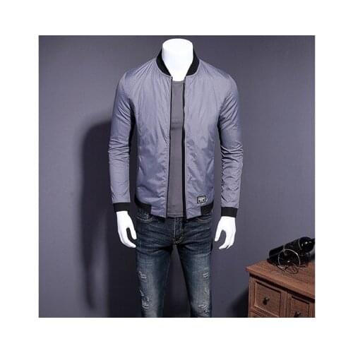 Fashion Jacket Man Spring Autumn Casual Jacket Thin Slim Baseball Clothing Stand Collar Jacket Men Plus Size HJ483