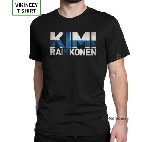 Mans Kimi Raikkonen Finnish Flag T-Shirts Funky Short Sleeve Clothes 100% Cotton Tees Printing Racing Motor Car T Shirts