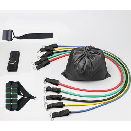 New 14Pcs Resistance Bands Set Yoga Exercise Fitness Band Rubber Loop Tube Bands Gym Fitness Exercise Pilates Yoga Brick