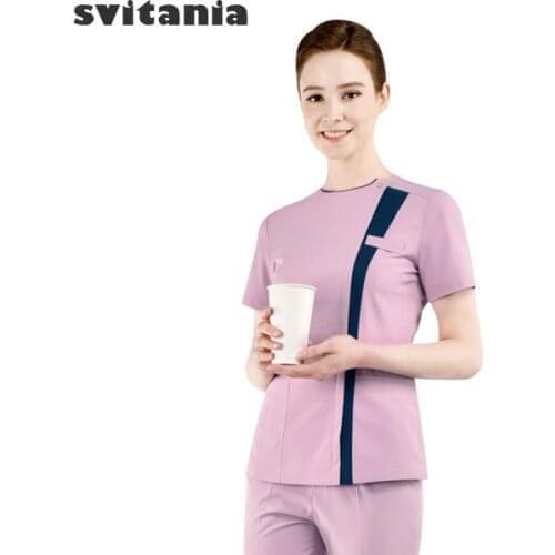 Svitania Beauty Salon Work Clothes Spa Physiotherapist Work Clothes Embroiderer Clothing Short Sleeve Summer Uniform