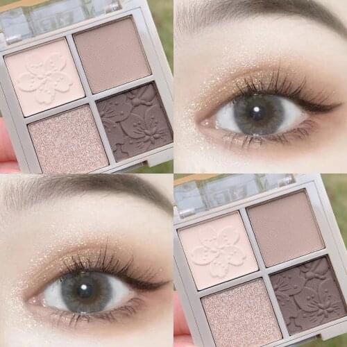 4 Color Eye Shadow Palette Glitter Matte Eye Shadow Waterproof Lasting Easy To Color Earthy Colors Smoky Makeup Cosmetic TSLM2
