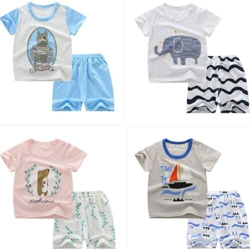 Newborn 2 Piece Pajamas Set Baby Girls Clothes Summer Childrens Top Shorts Pyjamas Cute Cotton Kids Sleepwear Nightwear Suits